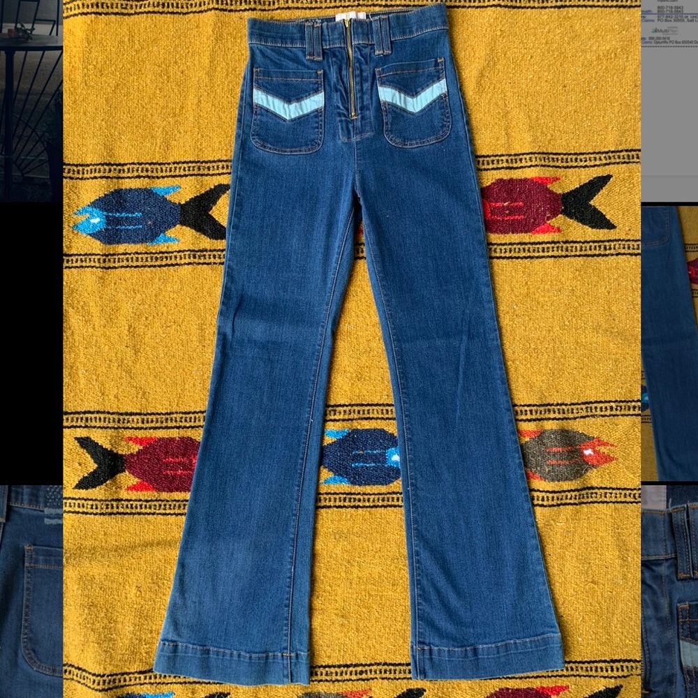 REVICE high waisted flared blue jeans sz 28